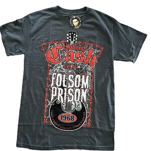 Johnny Cash NWT Live at Folsom Prison Graphic Tee Gray Size Small